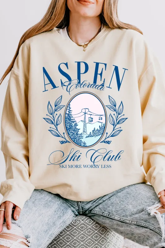Aspen Ski Club Ski More Worry Less Sweatshirt For Women sold by Fancy Tees