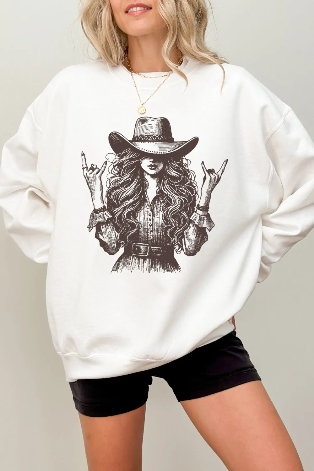 Cool Rock Western Cowgirl Sweatshirt For Women sold by Fancy Tees product image thumbnail 2