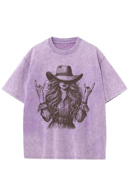 Cool Rock Western Cowgirl Vintage Washed Tee sold by Fancy Tees