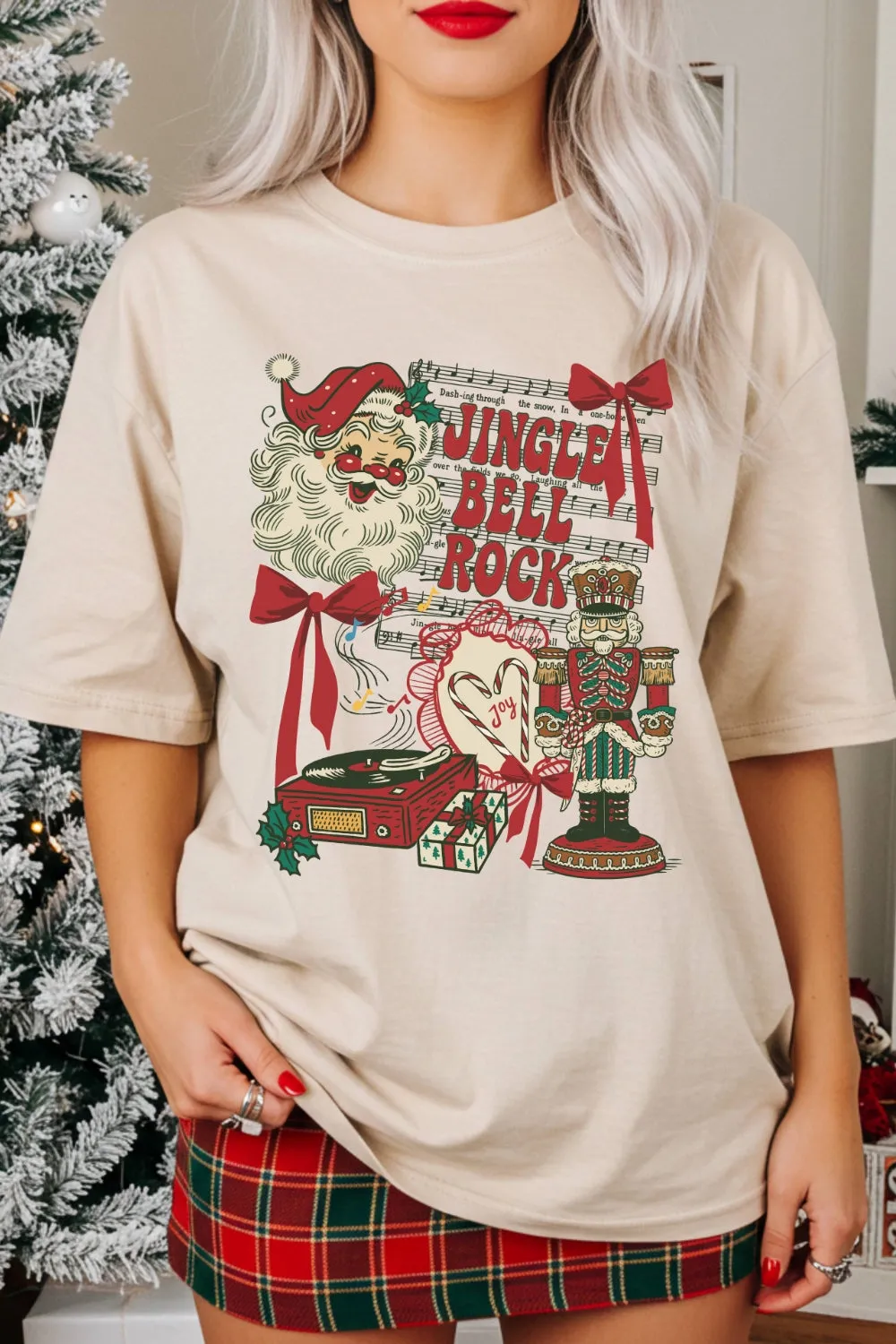Retro Christmas Jingle Bell Rock Santa Tee For Women sold by Fancy Tees
