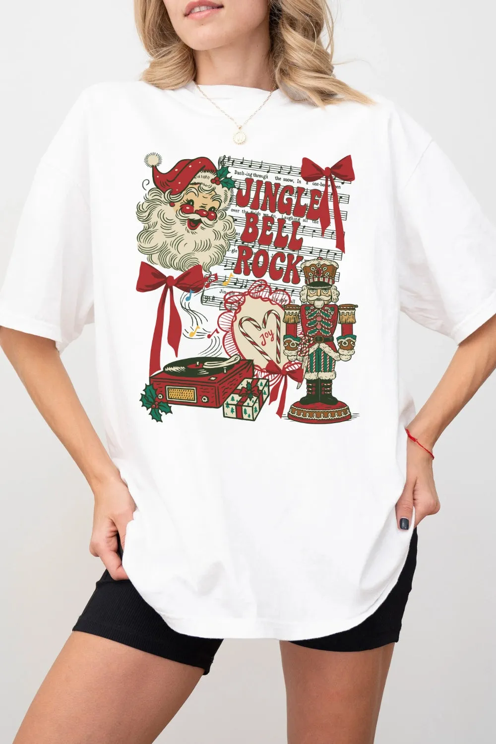 Retro Christmas Jingle Bell Rock Santa Tee For Women sold by Fancy Tees product image thumbnail 2
