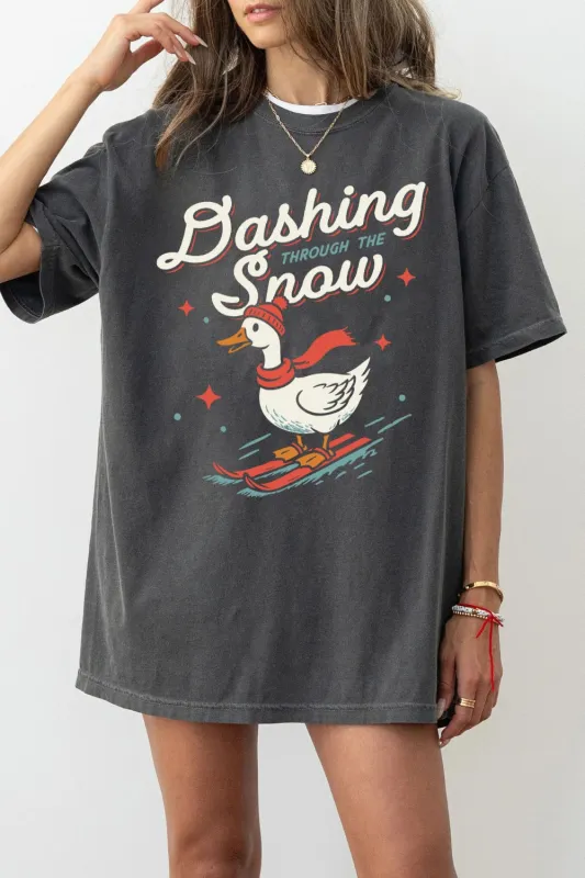 Dashing Through The Snow Goose Skiing Tee For Women made by Fancy Tees