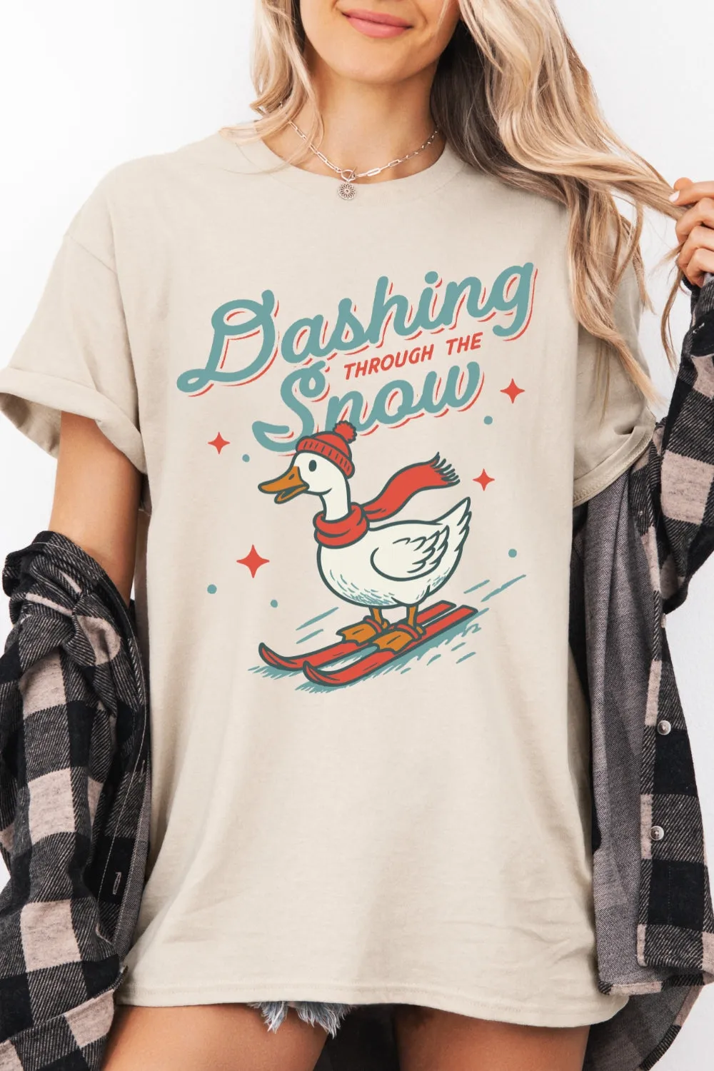 Dashing Through The Snow Goose Skiing Tee For Women sold by Fancy Tees product image thumbnail 2
