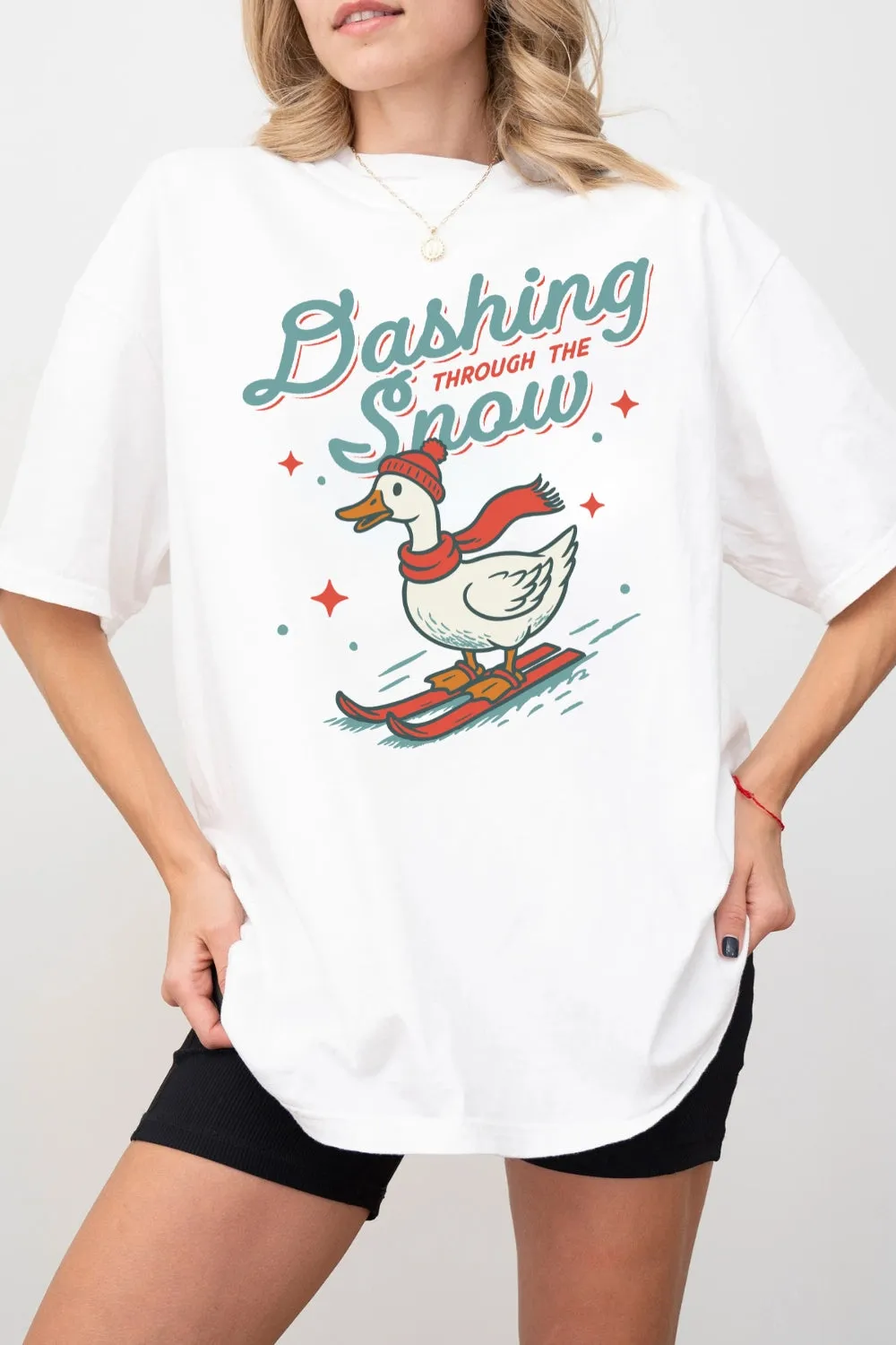 Dashing Through The Snow Goose Skiing Tee For Women sold by Fancy Tees product image thumbnail 3