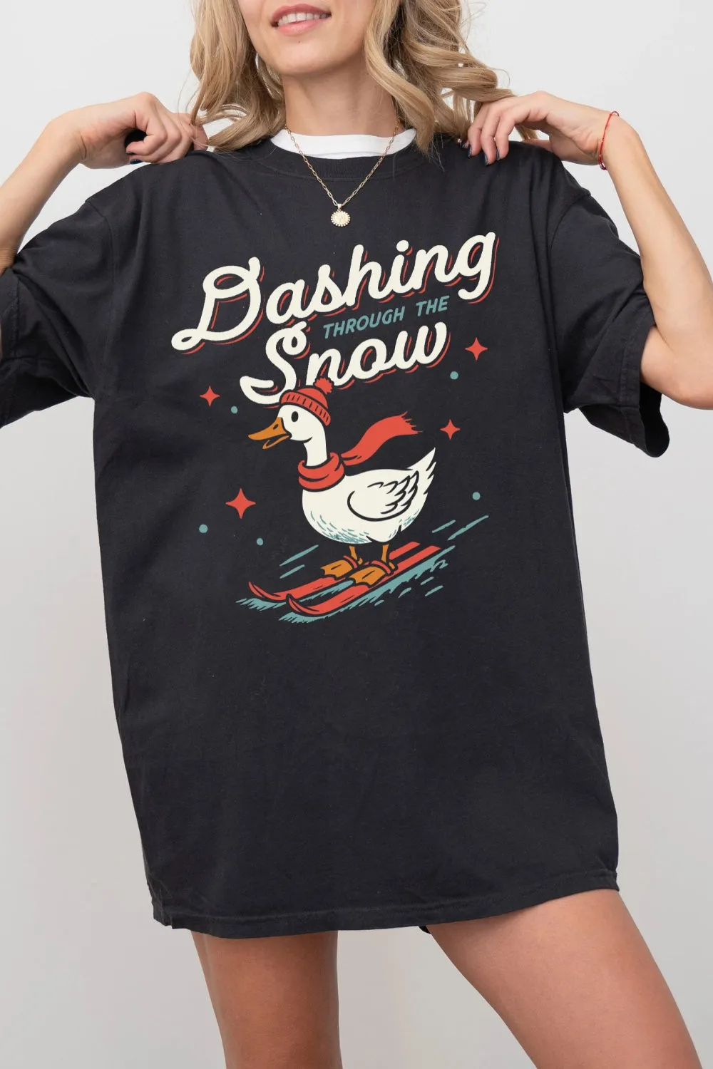 Dashing Through The Snow Goose Skiing Tee For Women sold by Fancy Tees product image thumbnail 4