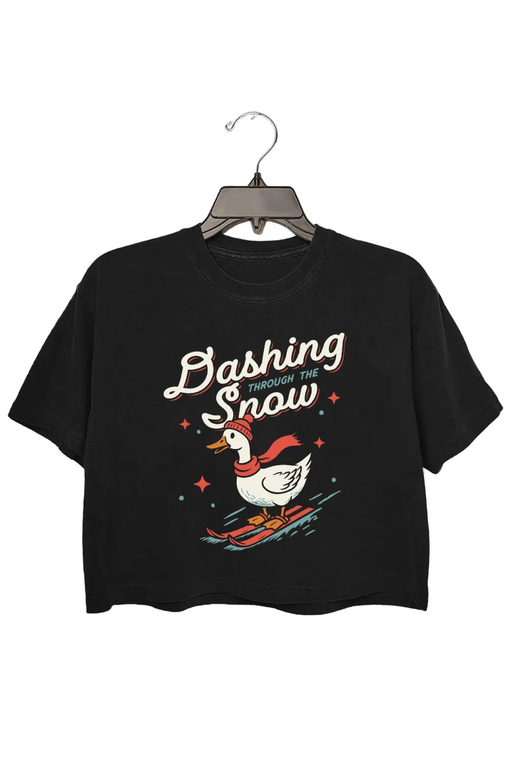 Dashing Through The Snow Goose Skiing Crop Top For Women sold by Fancy Tees product image thumbnail 3