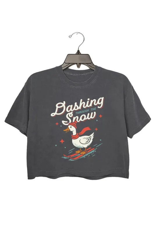Dashing Through The Snow Goose Skiing Crop Top For Women sold by Fancy Tees