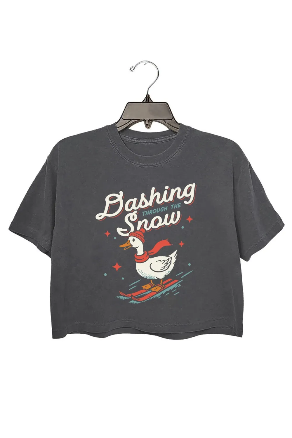 Dashing Through The Snow Goose Skiing Crop Top For Women sold by Fancy Tees