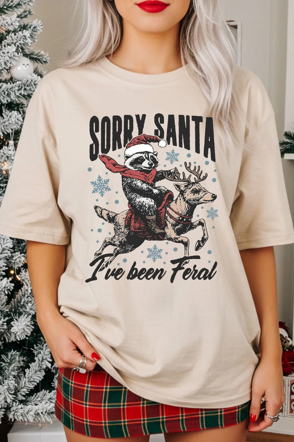 Retro Christmas Funny Raccoon Santa Tee For Women sold by Fancy Tees