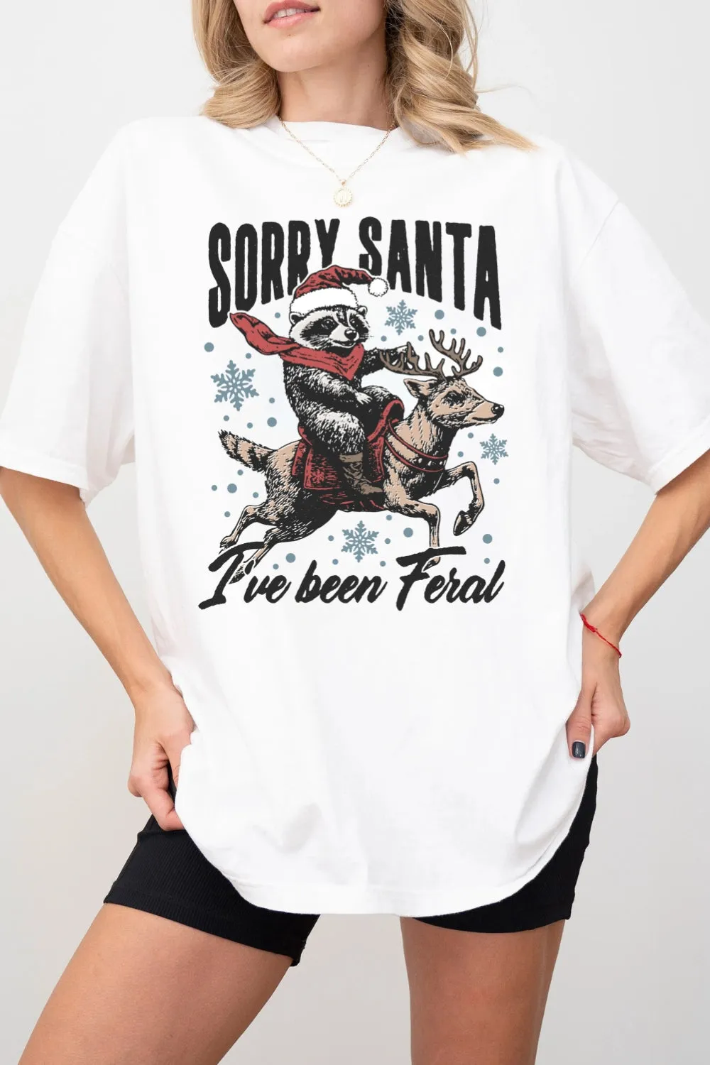 Retro Christmas Funny Raccoon Santa Tee For Women sold by Fancy Tees product image thumbnail 2