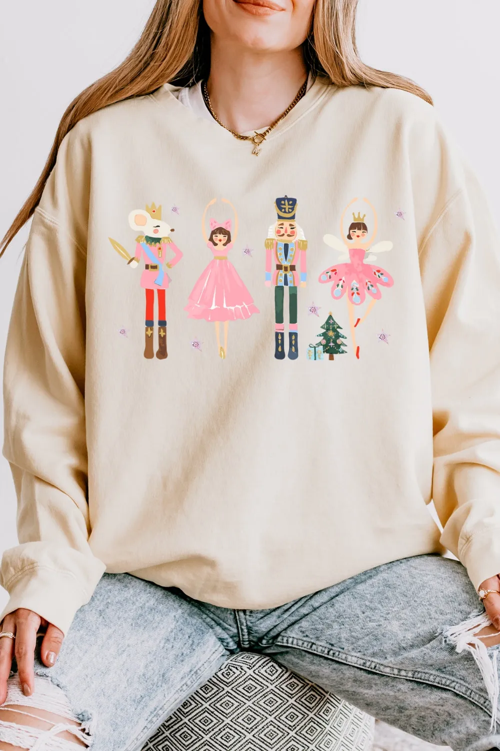Pink Christmas Nutcracker Ballet Sweatshirt For Women sold by Fancy Tees product image thumbnail 3