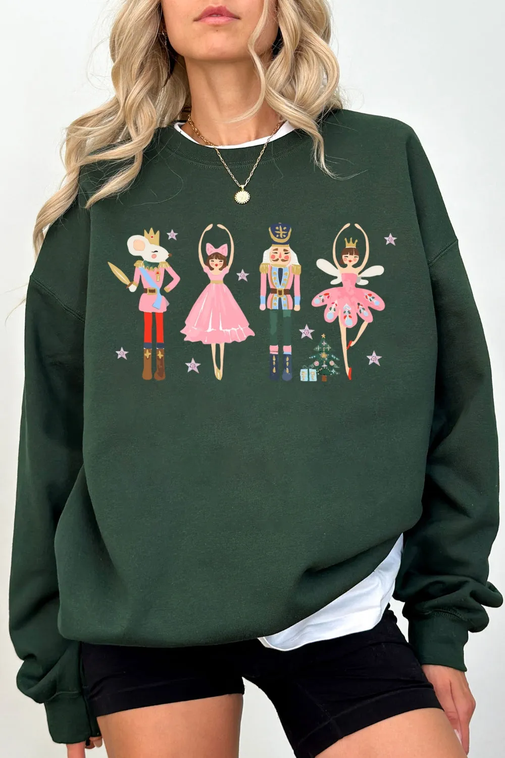 Pink Christmas Nutcracker Ballet Sweatshirt For Women sold by Fancy Tees product image thumbnail 2