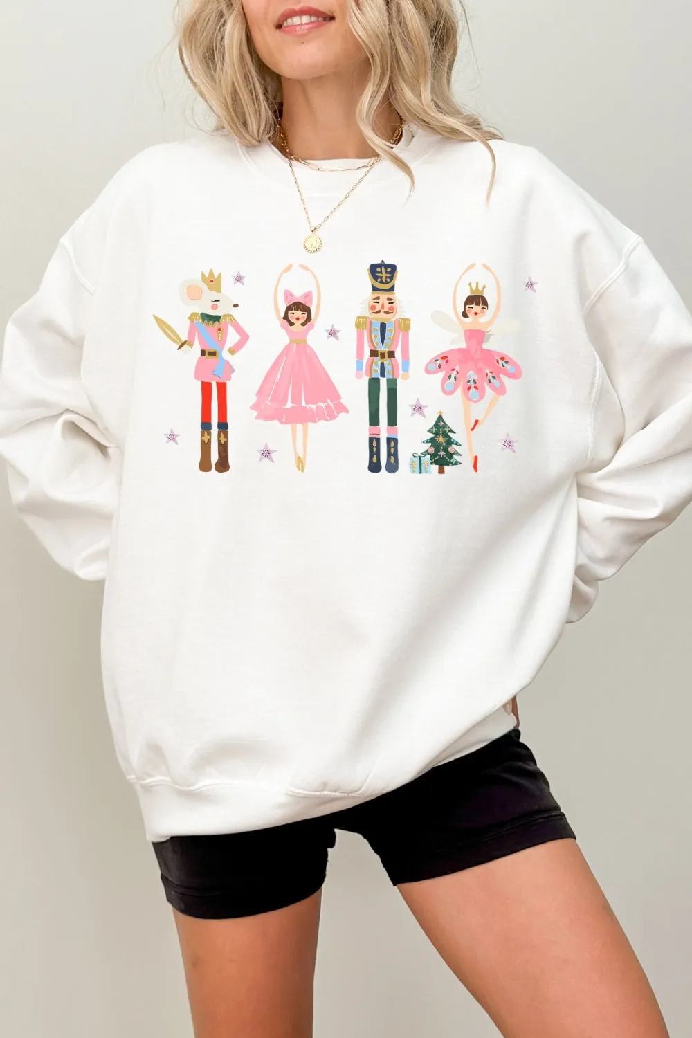Pink Christmas Nutcracker Ballet Sweatshirt For Women sold by Fancy Tees product image thumbnail 5