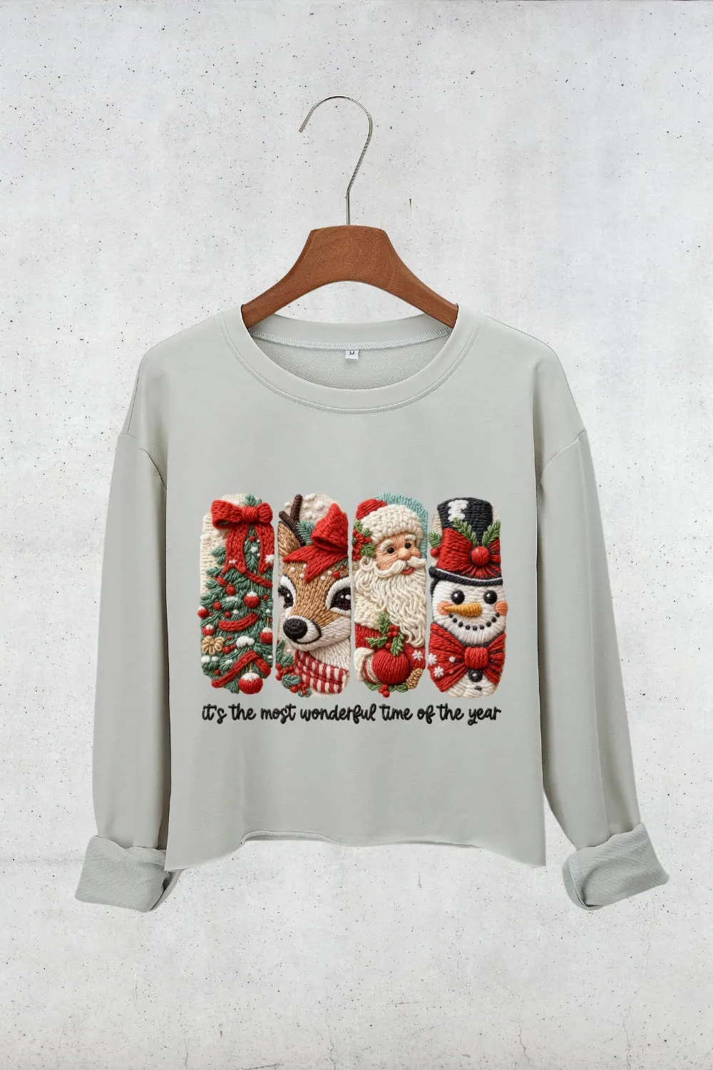 Faux Yarn Merry Christmas Doodles Crop Sweatshirt For Women sold by Fancy Tees product image thumbnail 2