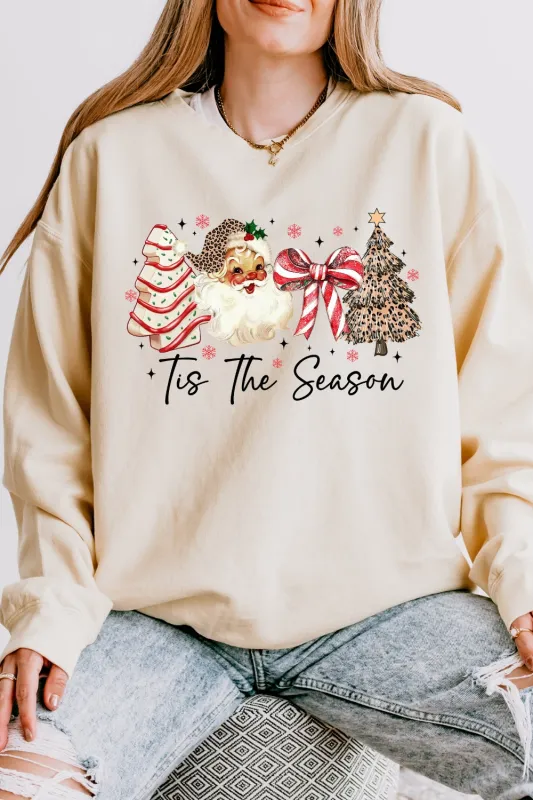 Tis The Season Leopard Santa Christmas Sweatshirt For Women sold by Fancy Tees