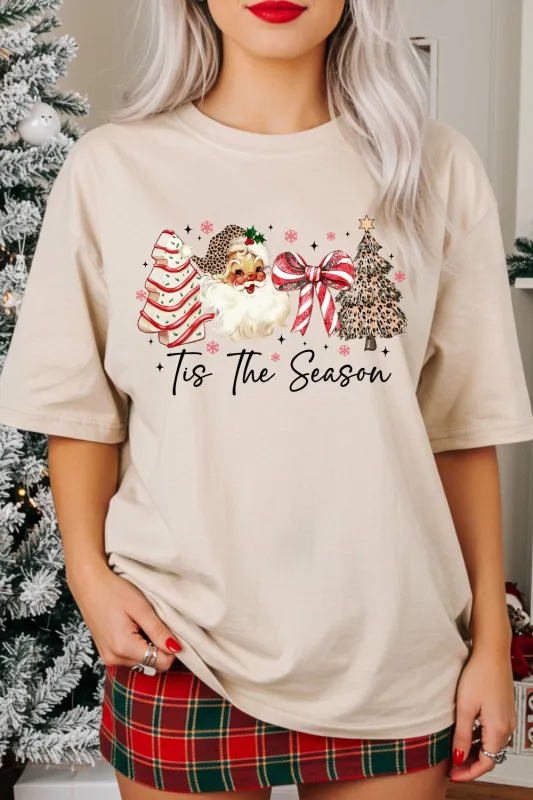 Tis The Season Leopard Santa Christmas Tee For Women sold by Fancy Tees