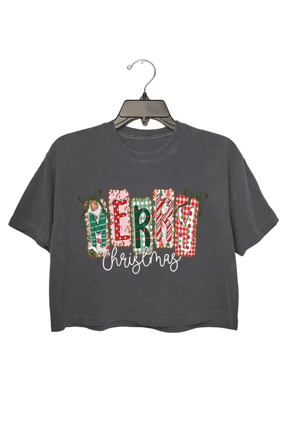 Coquette Christmas Tree Bow Crop Top For Women sold by Fancy Tees