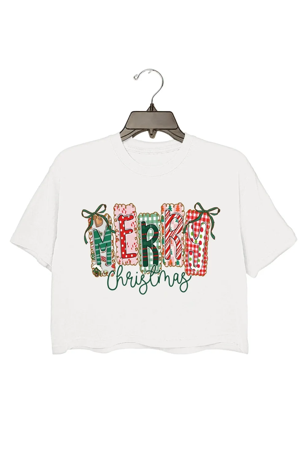 Coquette Christmas Tree Bow Crop Top For Women sold by Fancy Tees product image thumbnail 2