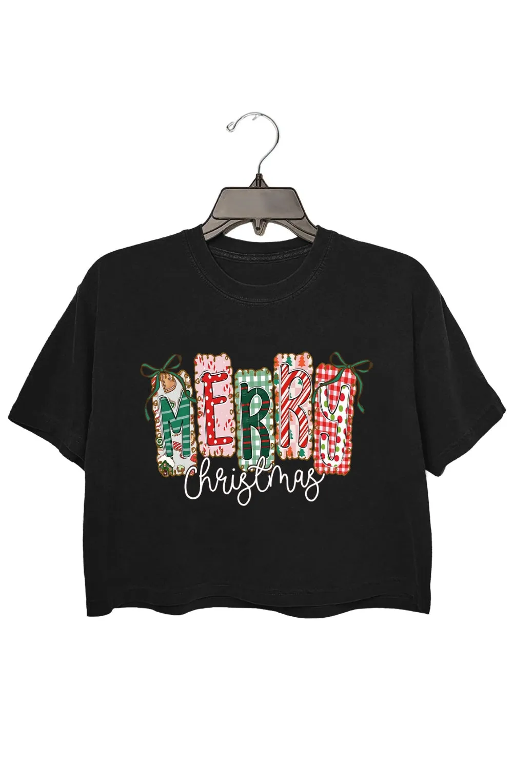 Coquette Christmas Tree Bow Crop Top For Women sold by Fancy Tees product image thumbnail 3