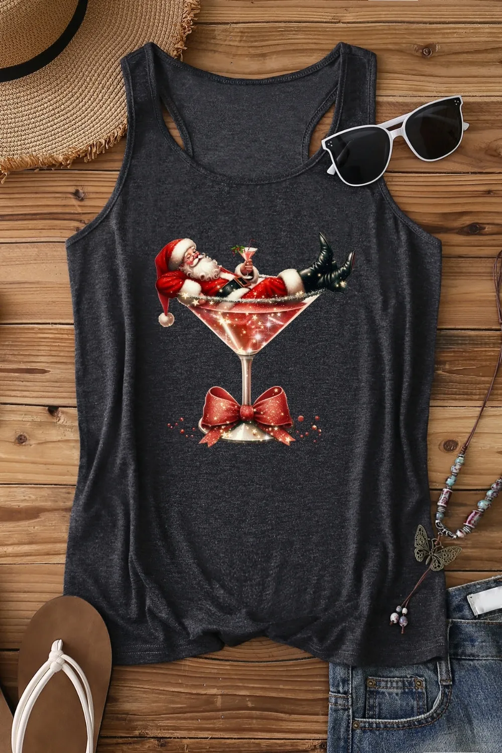 Christmas Santa Martini Tank Top sold by Fancy Tees