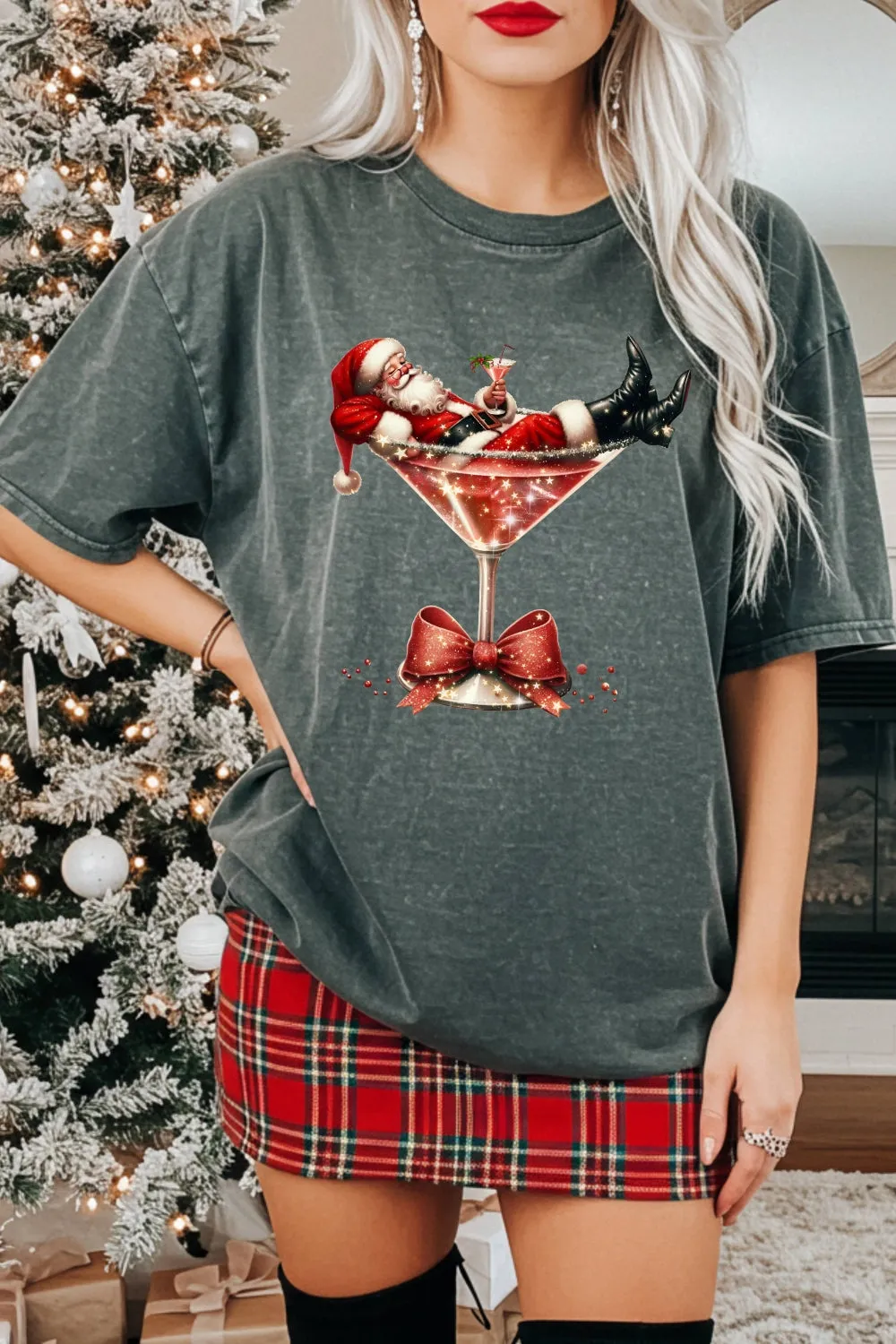 Christmas Santa Martini Tee For Women sold by Fancy Tees