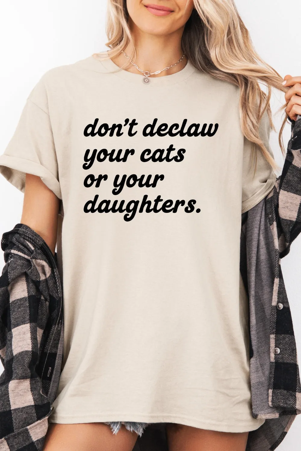 Don't Declaw Your Cat Or Your Daughter Tee sold by Fancy Tees product image thumbnail 2