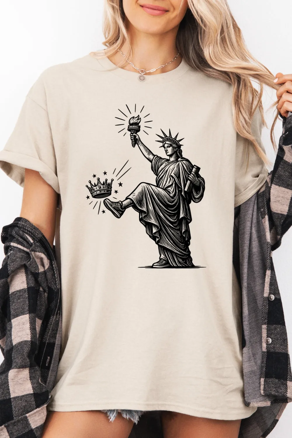 Statue of Liberty No Kings Protest Tee For Women sold by Fancy Tees product image thumbnail 2