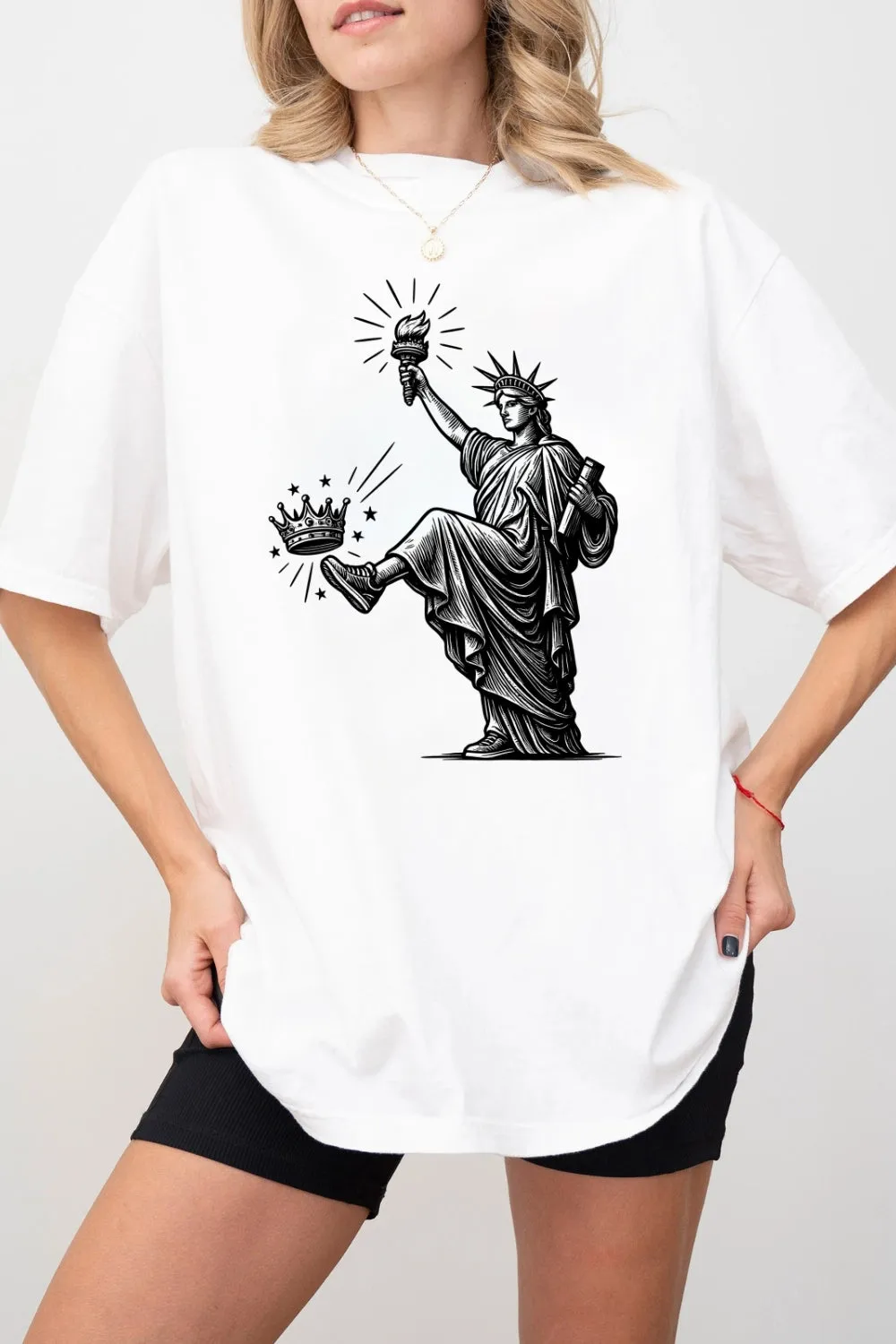 Statue of Liberty No Kings Protest Tee For Women sold by Fancy Tees product image thumbnail 3