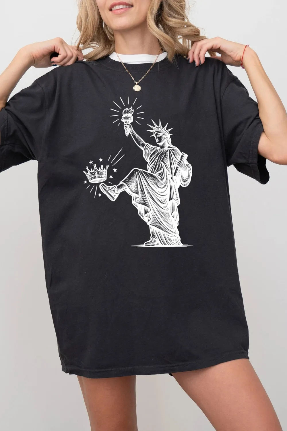 Statue of Liberty No Kings Protest Tee For Women sold by Fancy Tees product image thumbnail 4