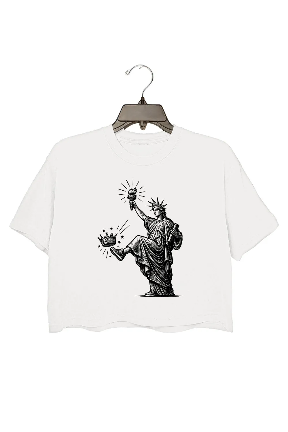 Statue of Liberty No Kings Protest Crop Top For Women sold by Fancy Tees product image thumbnail 2