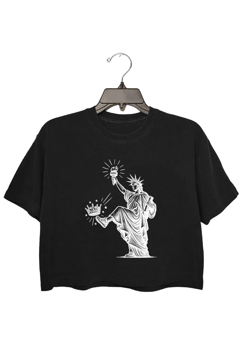 Statue of Liberty No Kings Protest Crop Top For Women sold by Fancy Tees product image thumbnail 3