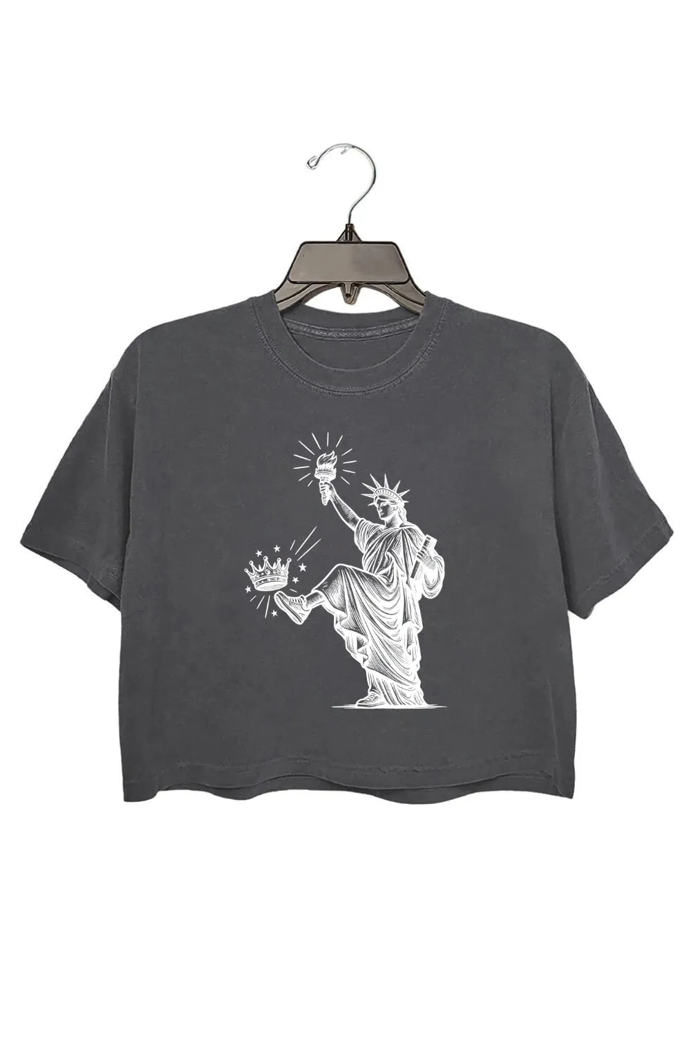 Statue of Liberty No Kings Protest Crop Top For Women sold by Fancy Tees