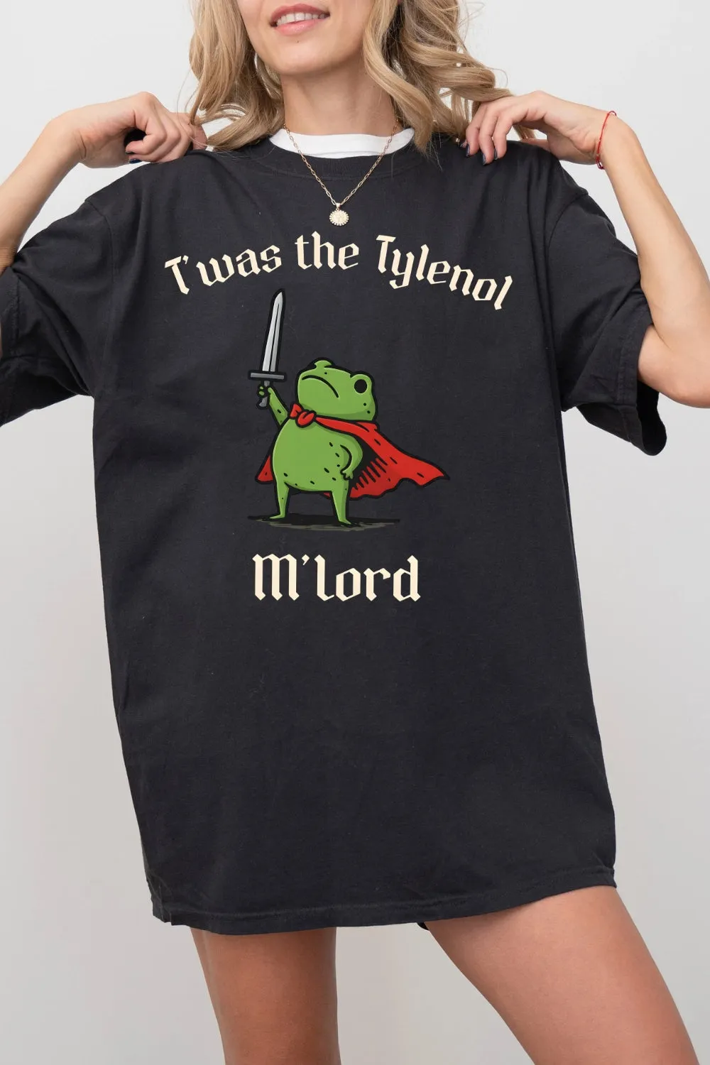 Twas The Tylenol M'lord FDT Frog Tee For Women sold by Fancy Tees product image thumbnail 3