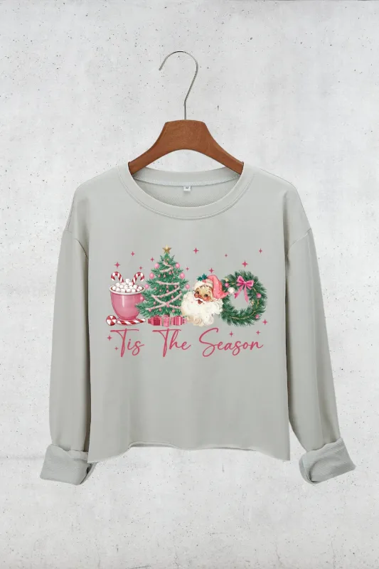 Tis The Season Santa Coffee Christmas Crop Sweatshirt For Women sold by Fancy Tees