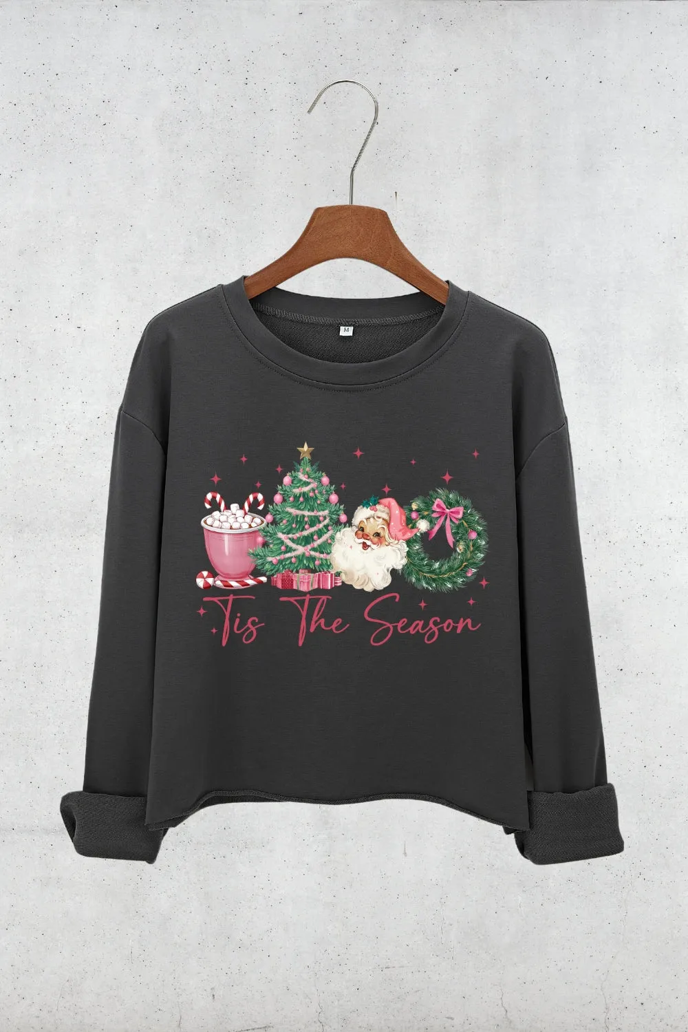 Tis The Season Santa Coffee Christmas Crop Sweatshirt For Women sold by Fancy Tees product image thumbnail 2