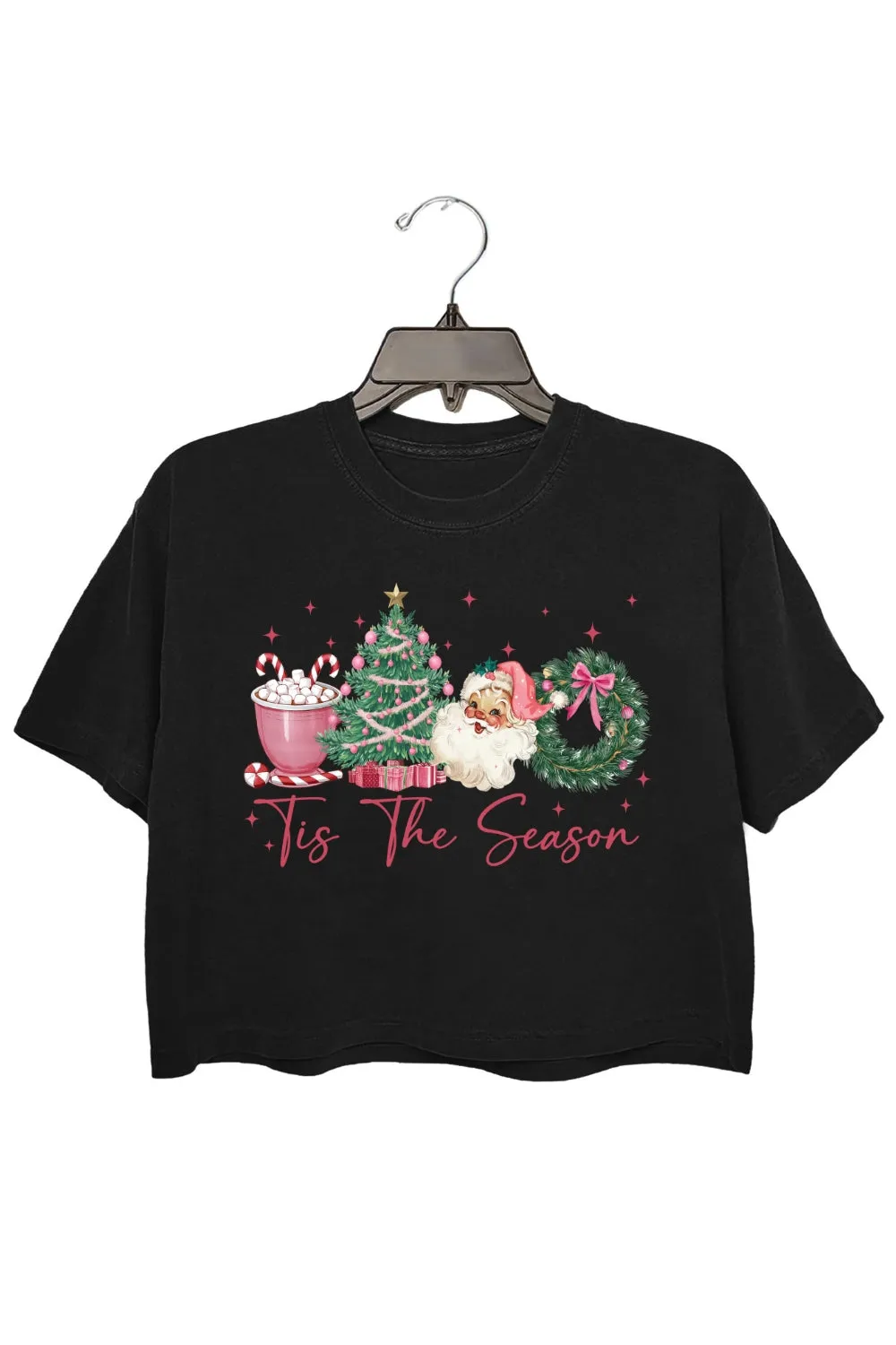 Tis The Season Santa Coffee Christmas Crop Top For Women sold by Fancy Tees product image thumbnail 3