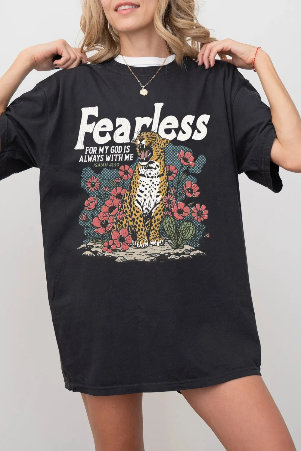 Fearless For My God Is Always With Me Tiger Tee For Women sold by Fancy Tees product image thumbnail 4