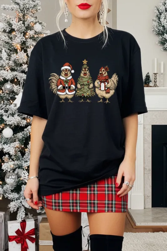 Christmas Chicken Funny Holiday Tee For Women sold by Fancy Tees
