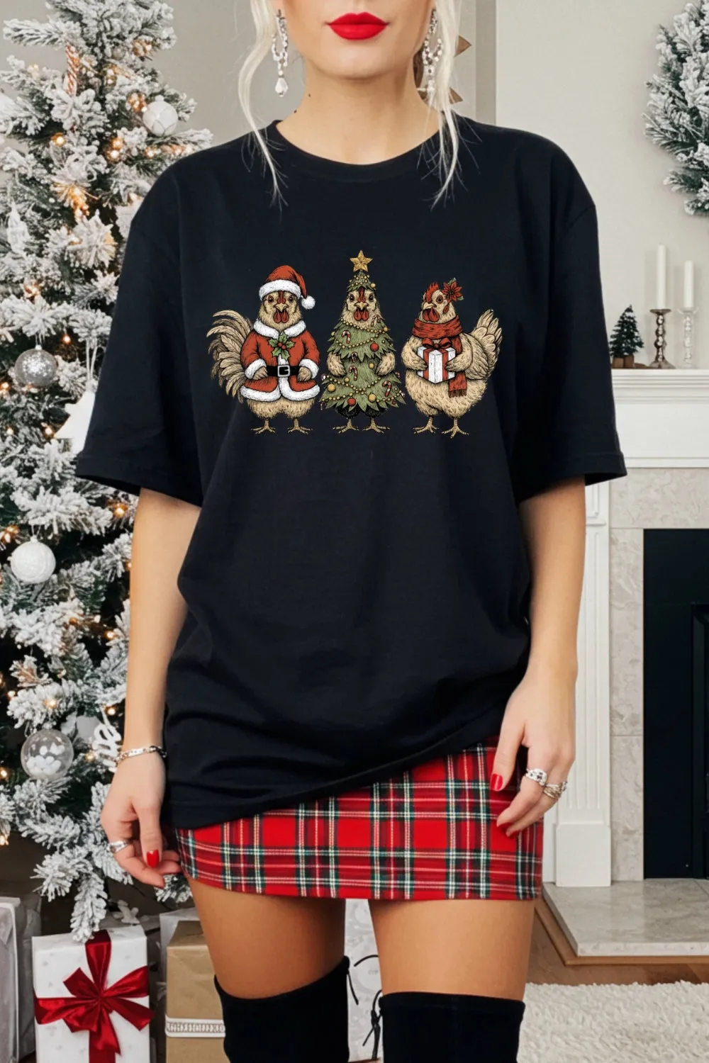 Christmas Chicken Funny Holiday Tee For Women sold by Fancy Tees