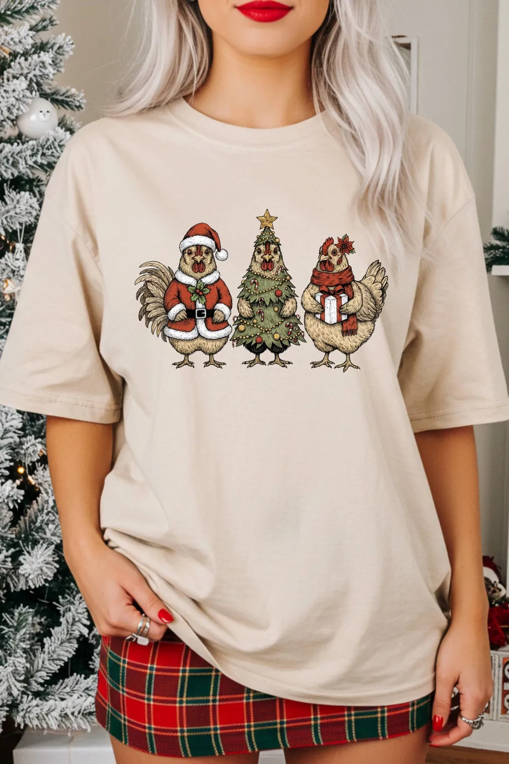Christmas Chicken Funny Holiday Tee For Women sold by Fancy Tees product image thumbnail 3