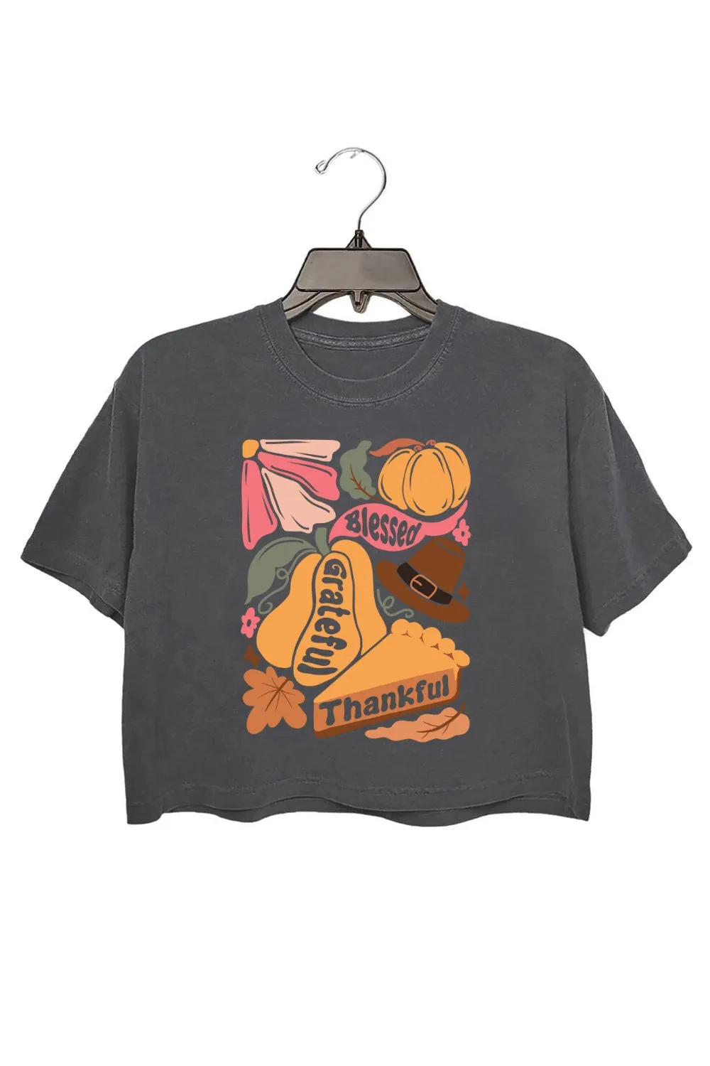 Retro Thanksgiving Bleesed Grateful Thankful Crop Top For Women sold by Fancy Tees