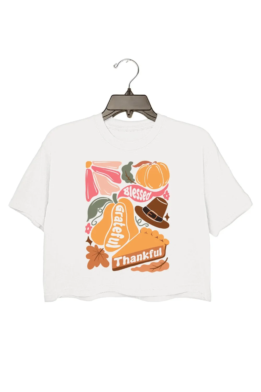 Retro Thanksgiving Bleesed Grateful Thankful Crop Top For Women sold by Fancy Tees product image thumbnail 2