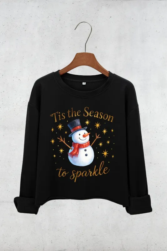 Tis The Season To Sparkle Crop Sweatshirt For Women sold by Fancy Tees