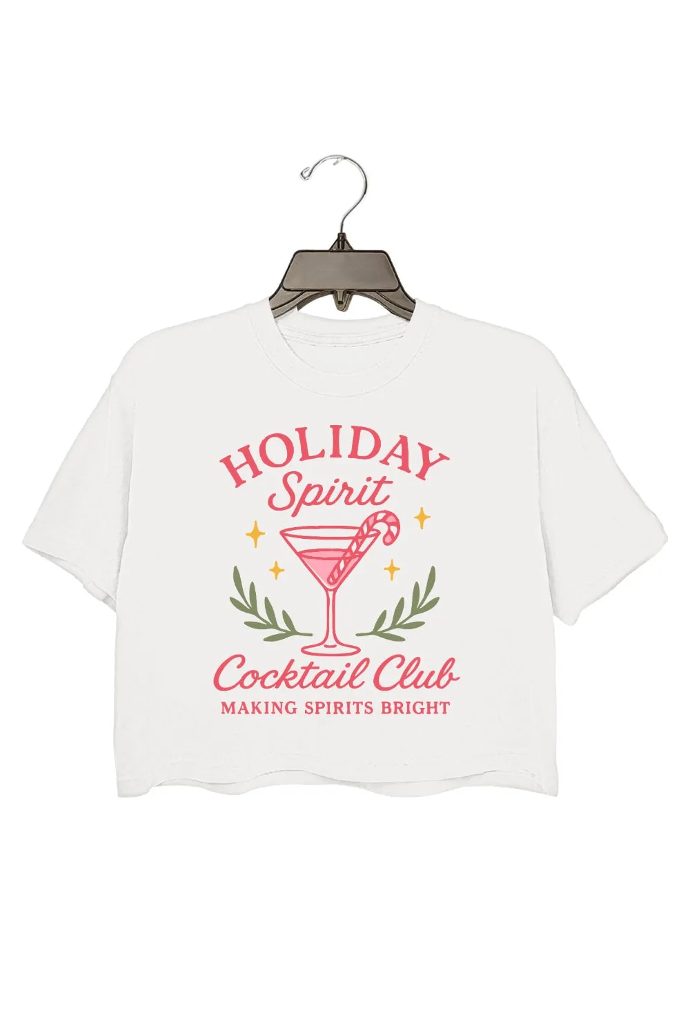 Holiday Spirit Cocktail Club Crop Top For Women sold by Fancy Tees product image thumbnail 2
