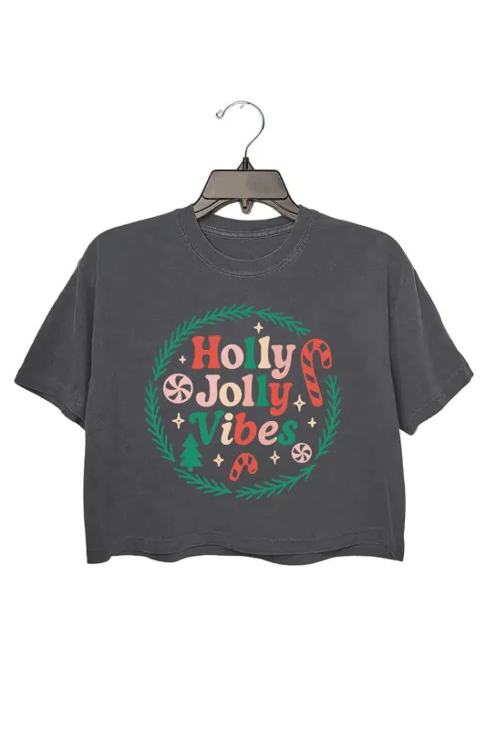 Holly Jolly Vibes Crop Top For Women sold by Fancy Tees