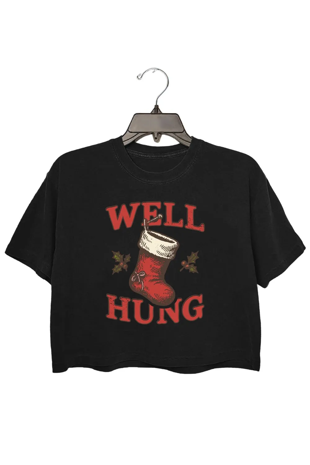 Well Hung Christmas Stockings Crop Top For Women sold by Fancy Tees product image thumbnail 3
