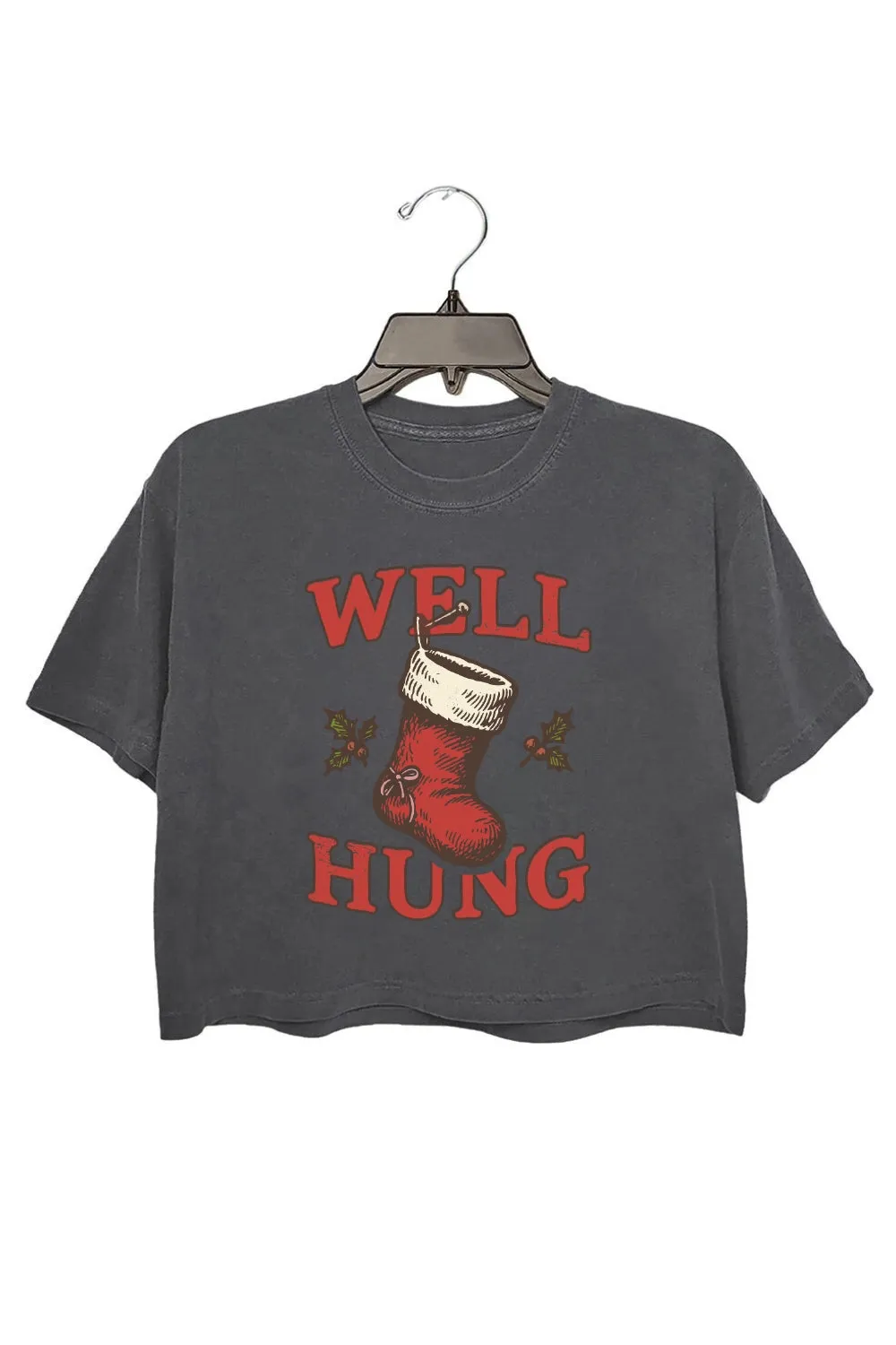 Well Hung Christmas Stockings Crop Top For Women sold by Fancy Tees product image thumbnail 2