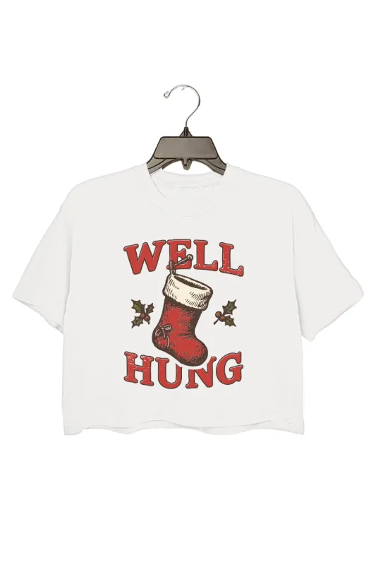 Well Hung Christmas Stockings Crop Top For Women made by Fancy Tees