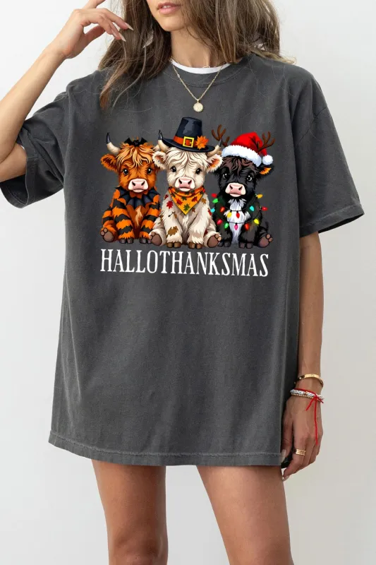 Highland Cows Hollothanksmas Tee For Women sold by Fancy Tees