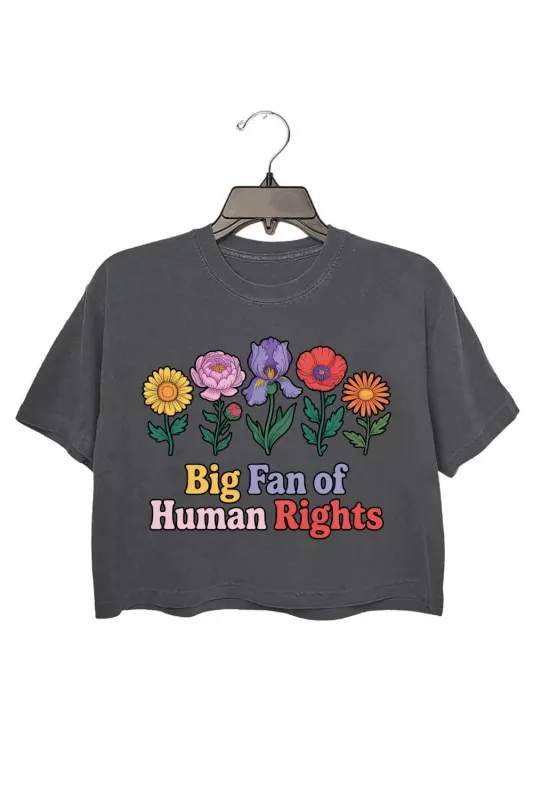 Big Fan Of Human Rights Floral Crop Top For Women sold by Fancy Tees